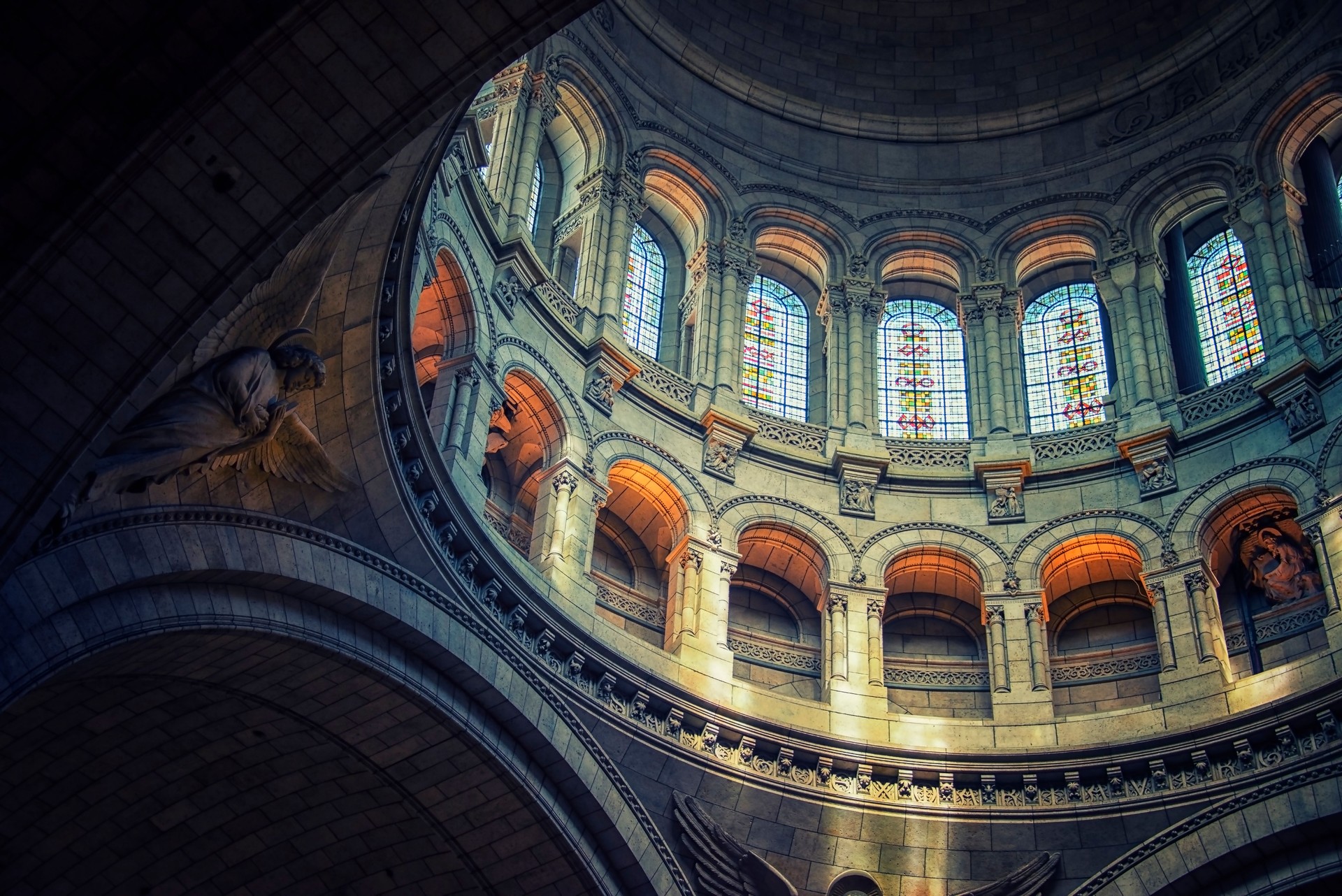 Inside the Sacre-Coeur basilica in Paris